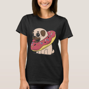 T-shirt Mignon Pug Donut Rose Classique 490