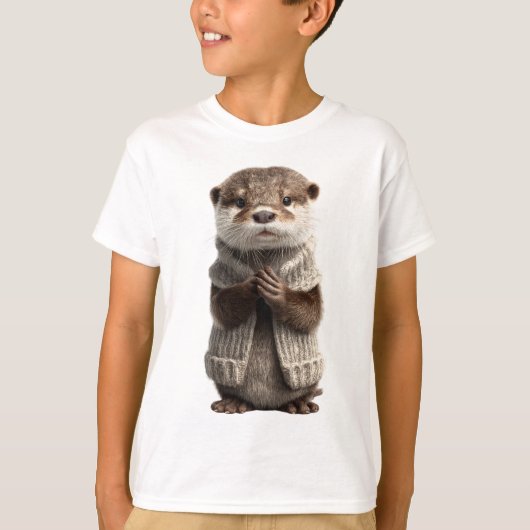 T-shirt Mignon Pull Douillet Loutre Enfants (Devant)
