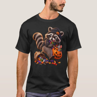 T-shirt Mignon Raton Laveur Volant des Bonbons d'Halloween