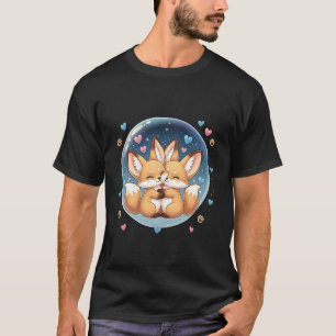T-shirt Mignon renard fennec câlin dans une bulle étoilée