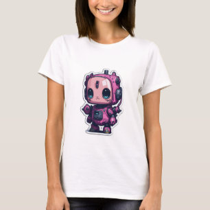 T-shirt mignon robot caricature rose