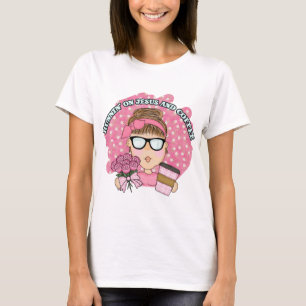 T-shirt Mignon Rose Courir sur Jésus et Café