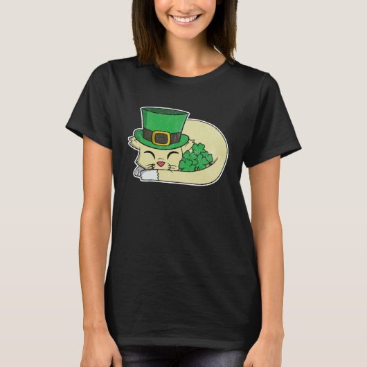 T-shirt Mignon Saint-Patrick pour les filles Chat 1 (Devant)