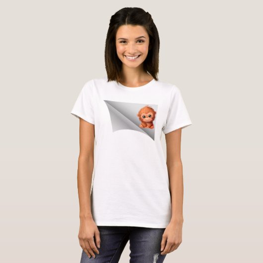 T-shirt mignon singe sous le patch (Devant entier)