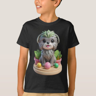 T-shirt Mignon Succulent Affenpinscher | Chien Singe Gris 