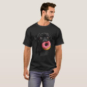 T-shirt Mignon teckel noir mangeant un donut (Devant entier)