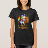 T-shirt Mignon Unicorn Thanksgiving Pour Les Filles Pèleri (Devant)