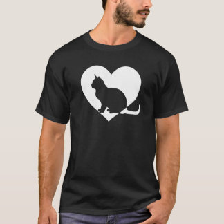 T-shirt Mignon Vintage Qui Aime Les Chats Chat Noir  Cœur 