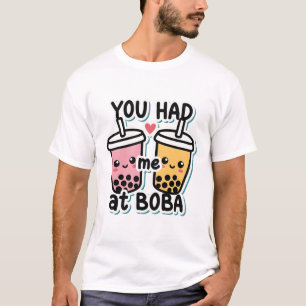 T-shirt Mignon "Vous M'avez Eu Au Boba" Kawaii Thé À Bulle