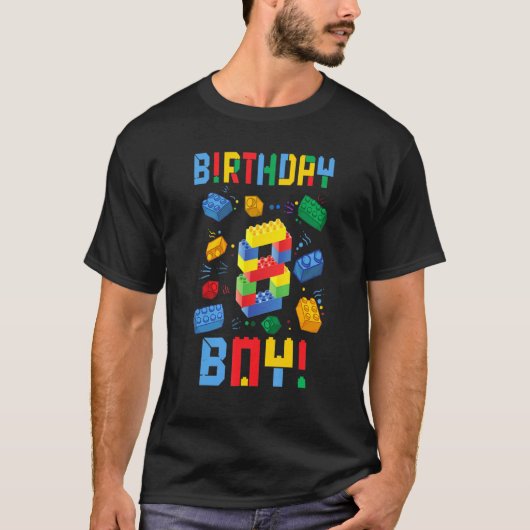 T-shirt Mignonne 8e anniversaire 8 ans Bâtiment Boys (Devant)