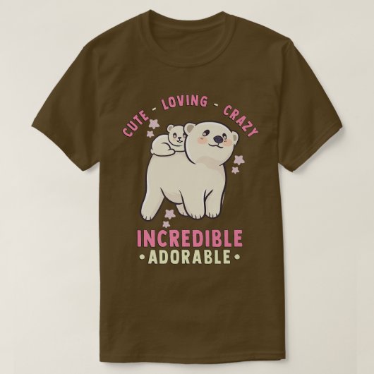 T-shirt Mignonne, Aimante, Fou, Incroyable Adorable - Kawa (Design devant)