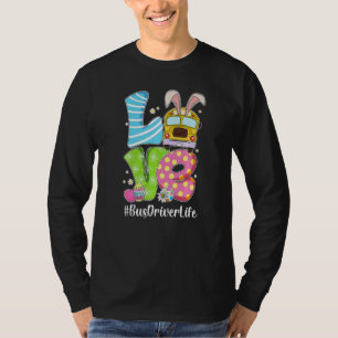 T-shirt Mignonne Amour Bunny School Bus Conducteur Vie Joy