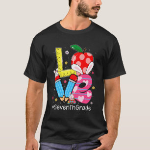 T-shirt Mignonne Amour Septième Classe Enseignant Bunny Es