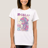 T-shirt Mignonne Anime Fille Avec Lunettes (Devant)