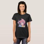 T-shirt Mignonne Anime Fille Avec Oreilles De Chat (Devant entier)