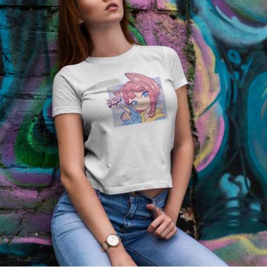 T-shirt Mignonne Anime Fille Avec Oreilles De Chat