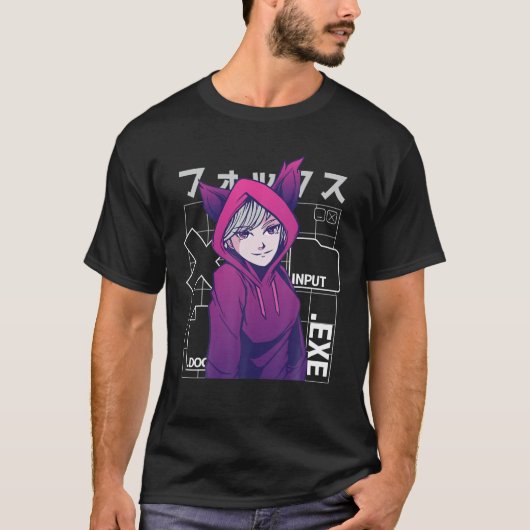T-shirt Mignonne Anime Girl With Fox Ears - Otaku 90S - Ja (Devant)