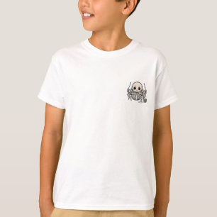 T-shirt Mignonne araignée tricotant une écharpe arc-en-cie