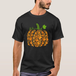 T-shirt Mignonne Automne Citrouille Chien Chat Empreinte d