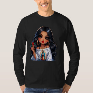 T-shirt Mignonne Bébé Mexicaine Chibi Fille Chicana Vierge