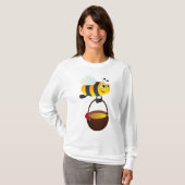 T-shirt Mignonne Bee transportant un pot de miel avec fleu (Devant entier)