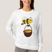 T-shirt Mignonne Bee transportant un pot de miel avec fleu (Devant)