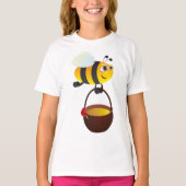 T-shirt Mignonne Bee transportant un pot de miel avec fleu (Devant)