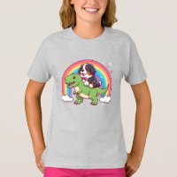 Mignonne Bernese Mountain Dog équitation T-Rex Din