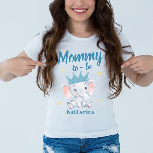 T-shirt Mignonne bleu éléphant baby shower maman être mère