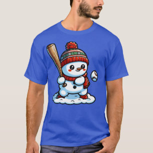 T-shirt Mignonne bonhomme de neige jouant au baseball