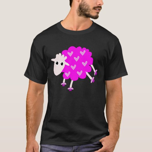 T-shirt Mignonne brebis mouton dame brebis rose (Devant)