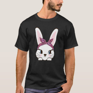 T-shirt Mignonne Bunny Face Leopard Headband Jour de Pâque