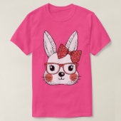 T-shirt Mignonne Bunny Visage Léopard lunettes Pâques Jour (Design devant)