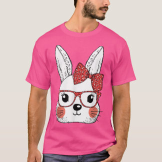 T-shirt Mignonne Bunny Visage Léopard lunettes Pâques Jour