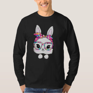 T-shirt Mignonne Bunny Visage Tie Dye Lunettes Headband Ha