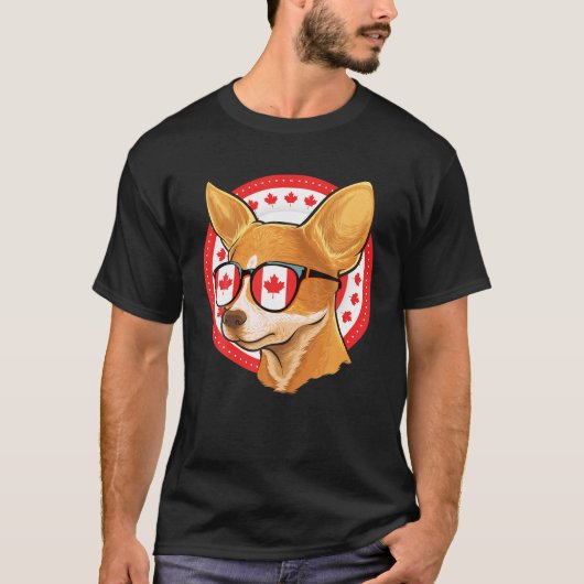 T-shirt Mignonne canadienne Chihuahua Feuille d'érable Can (Devant)