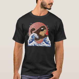 T-shirt mignonne canine vagues mer japonais style pour chi