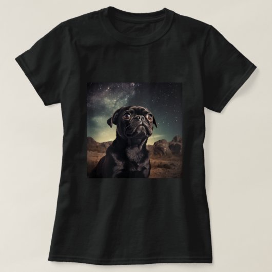 T-shirt Mignonne Carlin chiot dans l'Inspiration spatiale (Design devant)
