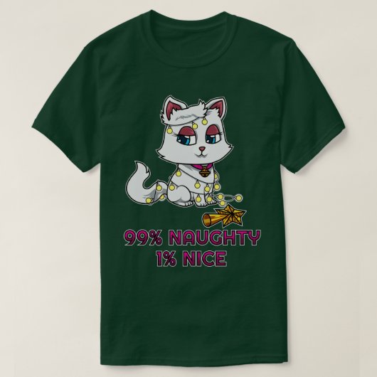 T-shirt Mignonne Chat Naughty Et Joli Joyeux Noël (Design devant)