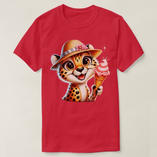T-shirt Mignonne cheetah léopard glace vibes d'été 2 (Design devant)