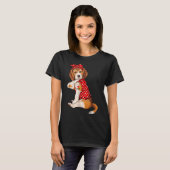 T-shirt Mignonne chien Beagle J'aime maman tatouage (Devant entier)
