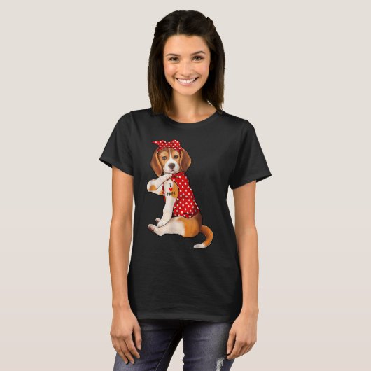 T-shirt Mignonne chien Beagle J'aime maman tatouage (Devant entier)
