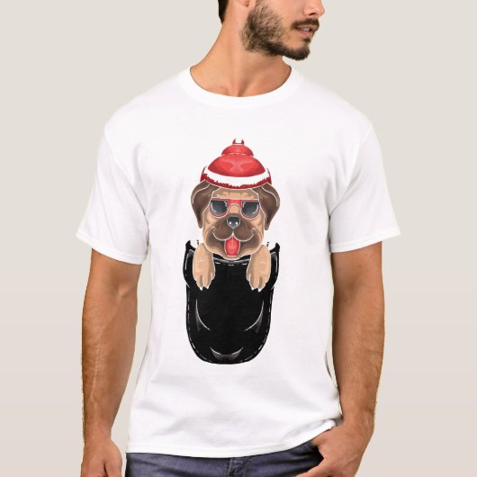 T-shirt Mignonne chien Carlin assis dans la pochette T-shi (Devant)