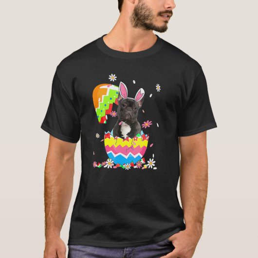 T-shirt Mignonne Chien de taureau Français Oeuf de Pâques (Devant)