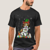 T-shirt Mignonne Chih Tzu Chien Elf Casquette Feux de Noël (Devant)