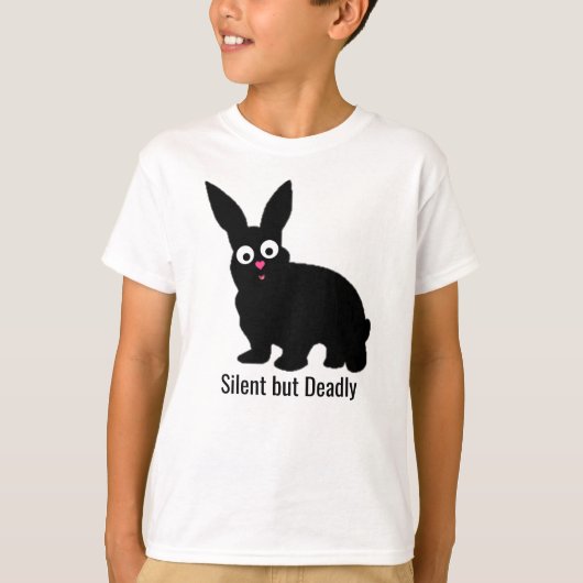 T-shirt Mignonne, Croustillante, Lapin Noir - Silencieux m (Devant)