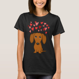 T-shirt Mignonne Dachshund Aux Coeurs