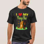 T-shirt Mignonne Dachshund Funny Wiener Chien J'Aime Mon F (Devant)