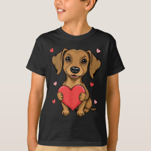 T-shirt Mignonne Dachshund Valentines Jour Coeur Amoureux