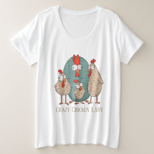 T-Shirt, mignonne dame de poule folle (Design devant)